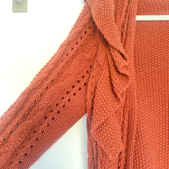 Universal Thread Women's Rust Ruffle Cardigan - Picture 2 of 4